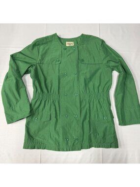 Canyon River Blues Womens Jacket L green Button-Up Roll Tab Sleeve Pockets lined